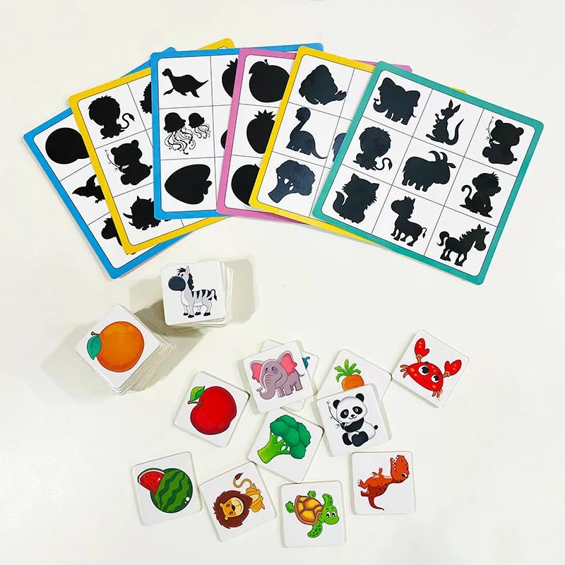 Montessori Shape Matching Plate Activity Find Shadow Matched Images Animal Fruit Blocks Puzzles Instructive Playthings Designed For Children Wooden