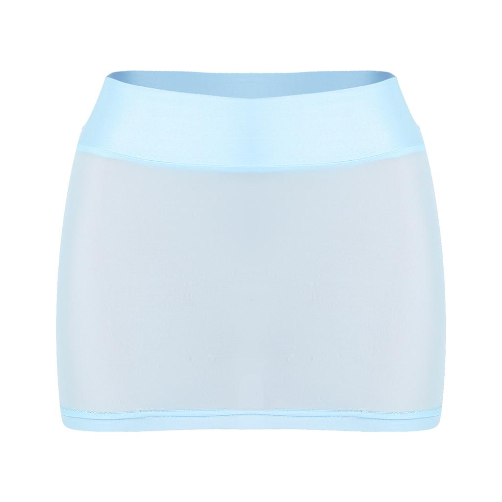 Damen Strand Überwurf Minirock Halb Transparentes Design Einfarbiger Colorblock Niedrige Taille Bleistiftrock