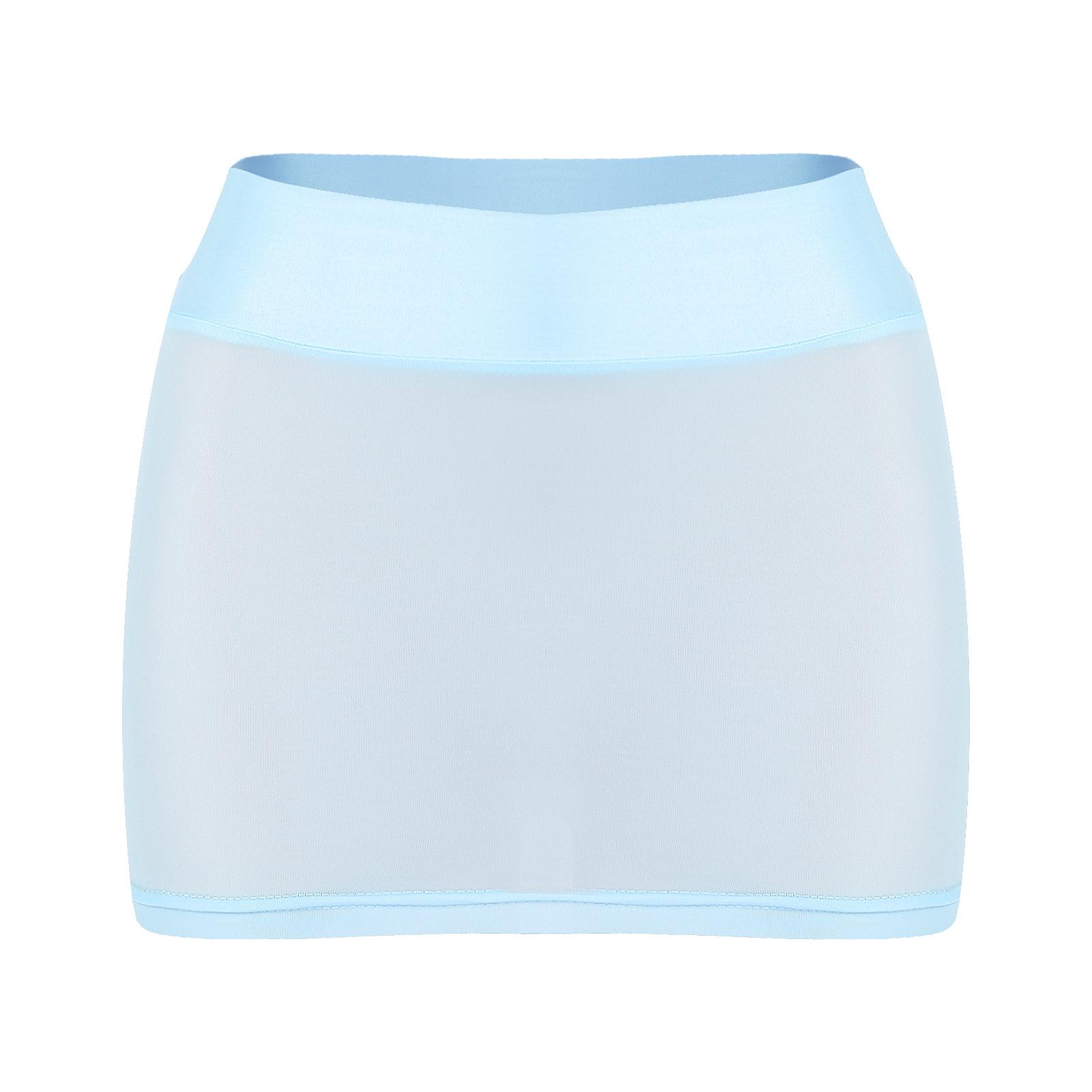 

Womens Semi See Through Miniskirt Cover Ups Beachwear Solid Color Block Low Rise Pencil Skirt One Size