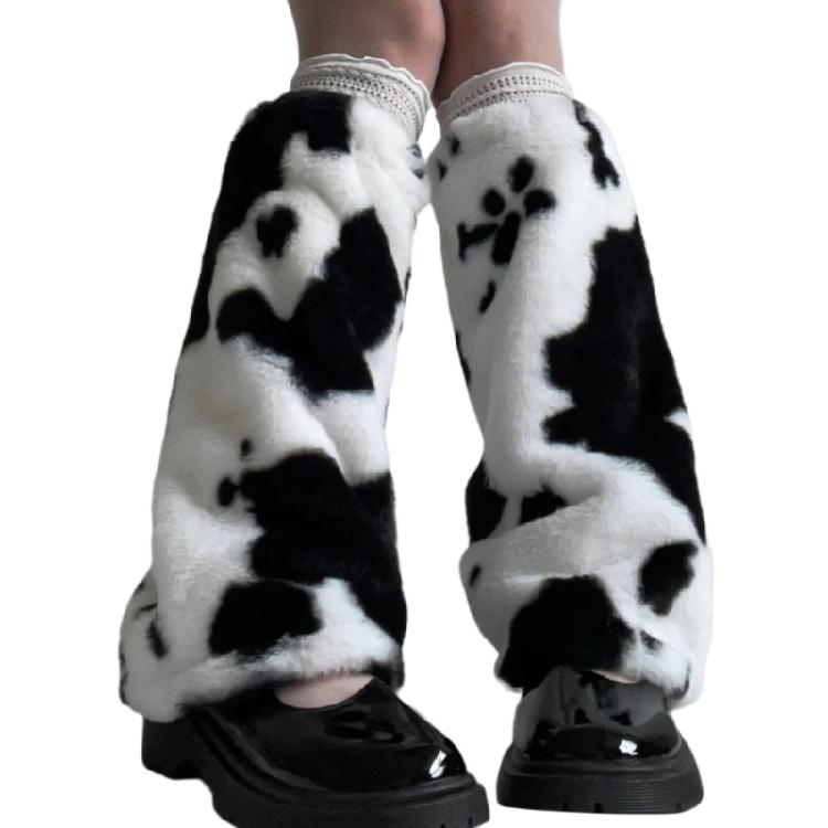 Elegantní kožíškové návleky na nohy pro každodenní nošení a festivalové příležitosti Vintage leopardí barevné huňaté plyšové návleky na boty punčochy