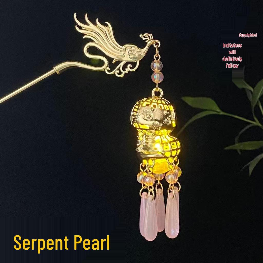 Ancient Style Luminous Hairpin: High-End Alloy Lantern Design for Hanfu Skirts