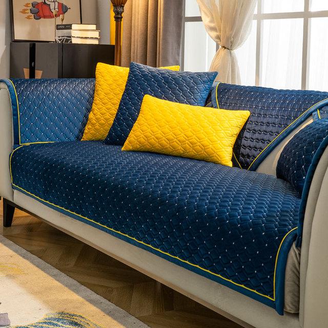 

Стеганый толстый плюшевый бархатный чехол для дивана 3 4 сиденья Loveseat L-образный чехол для дивана однотонный ультрамягкий чехол для кресла зеленый теплый Cushion cover45x45cm темно-синий