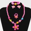 Modna Biżuteria dla Dziewczynek Dzieci Dziewczynka Żywica Kwiat Modelowanie Naszyjnik + Łańcuszek na Rękę + Kolczyki + Pierścionek