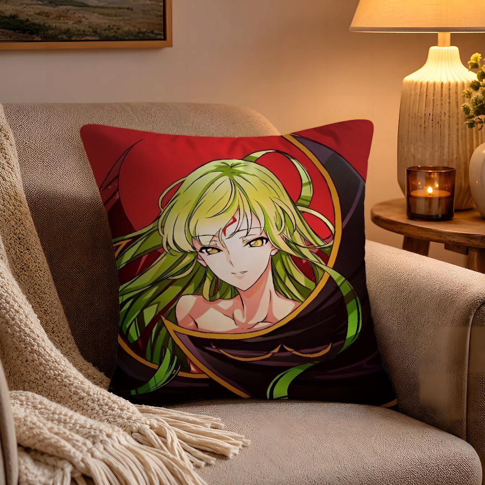 Classic Anime Code Geass Pillow Case Soft Plush Cushion Cover Double Print and Invisible Zipper for Sofa Home Car Use