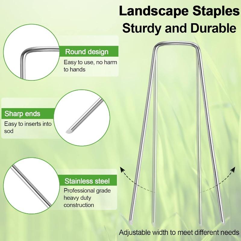 10 Pcs U-shaped Garden Nails Artificial Grass Nails Heavy Fence Pile Nails Fixed Lawn Barrier Ground Nails Gardening Tools