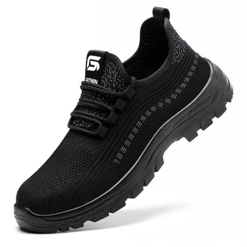Herren Fliegengewebte Arbeitsschuhe Anti-Quetsch- und Durchtrittssicher Verschleißfest Bequem Atmungsaktiv Sportliche Arbeitsschuhe
