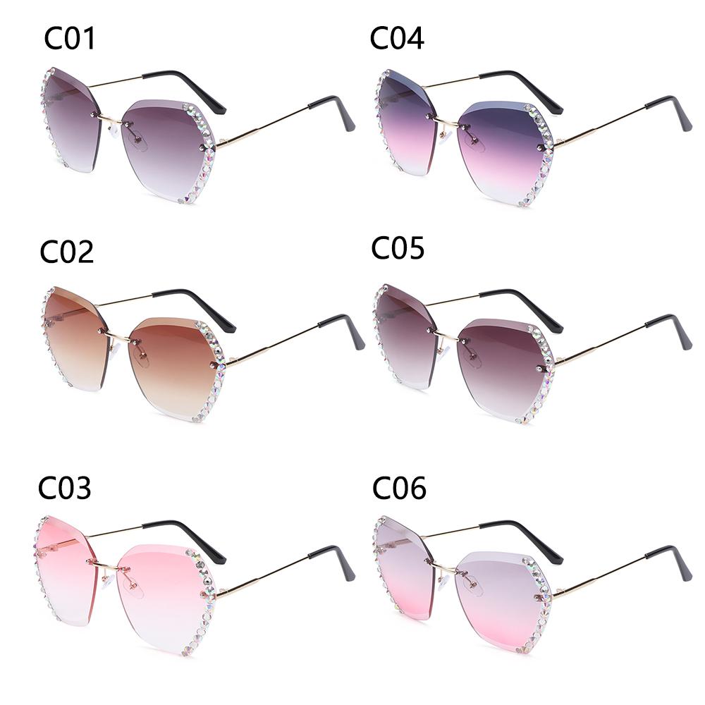 Retro Eyewear Shades UV400 Rimless Sunglasses Diamond Square Sunglasses Sun Glasses Oversized