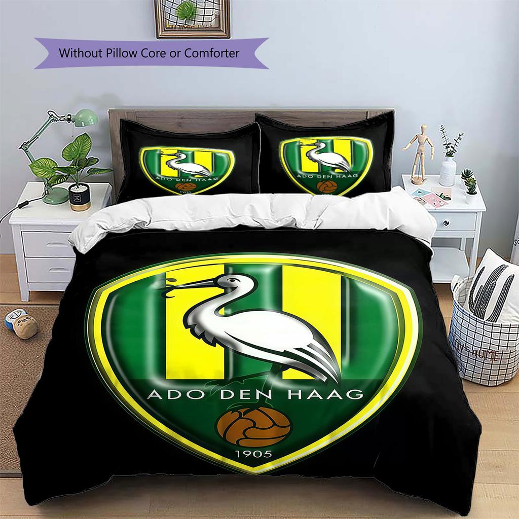 ADO Den Haag Pattern Bedding,Quilt Set Quilt Cover Pillowcase Home Birthday Gift(1 * duvet cover + 2 * pillowcase, without core)