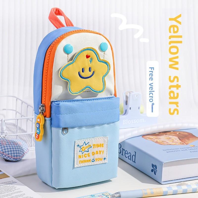 Korean Style Striped Stationery Bag With Large Capacity For Girls And Students