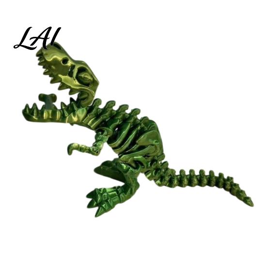 Integrated Joint Dinosaur Figure 3D Printed Figure Movable Joints Smooth Opening Decoration Desktop Ornament Gradient Metallic Texture Mini