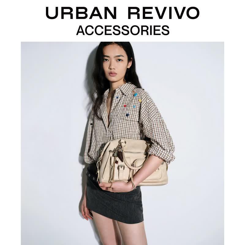 Женская сумка-тоут URBAN REVIVO с множеством карманов One Size легкие хаки