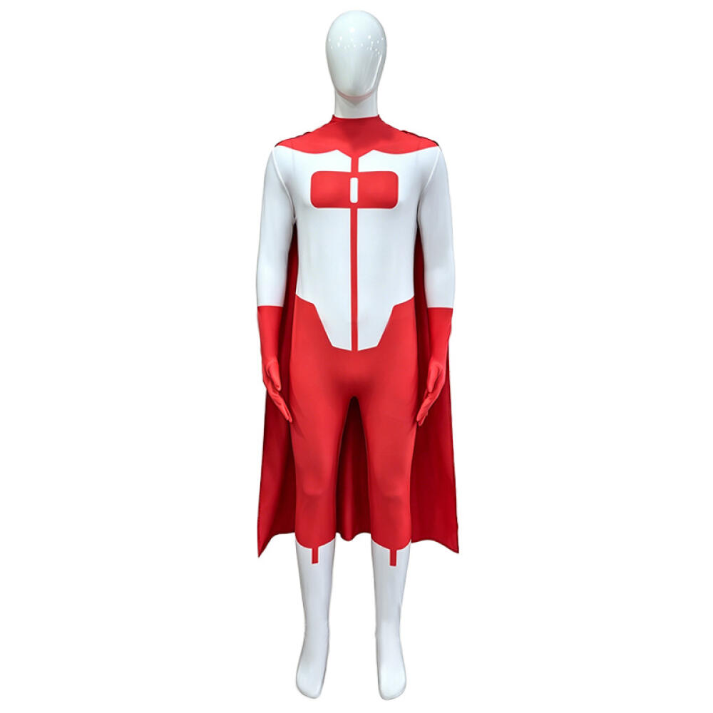 Costume Cosplay Uomo Invincibile Omni Cos Tuta Zentai Body Tuta da Supereroe Completo con Mantello Set per Festa di Halloween Carnevale