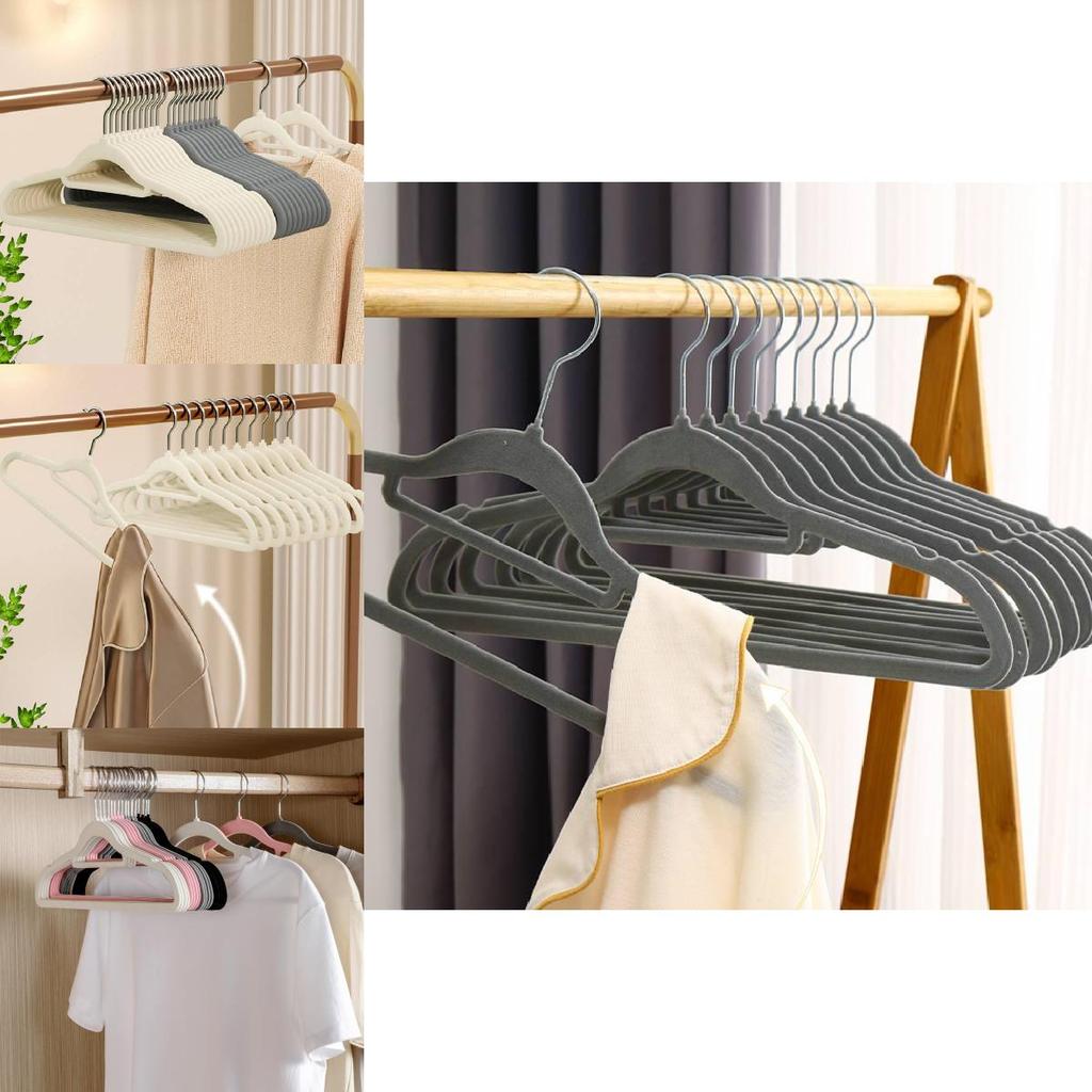 Premium Velvet Hangers Set Of Ten With Thick Non-slip Design For Clothes Drying And Storage