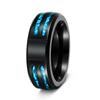 New European and American Inlaid Blue Imitation Opal Laser Cross Masonic Men's Ring