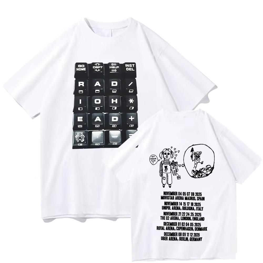 Radiohead 2025 Black Tour Tshirt Fashion Rock Band T Shirt Unisexs Women Cotton Loose Tops Streetwear Summer Short Sleeve Clothes