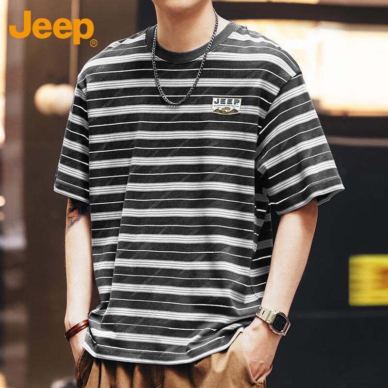 

Jeep Men s Heavyweight Color-block Striped Short Sleeve T-Shirt XL