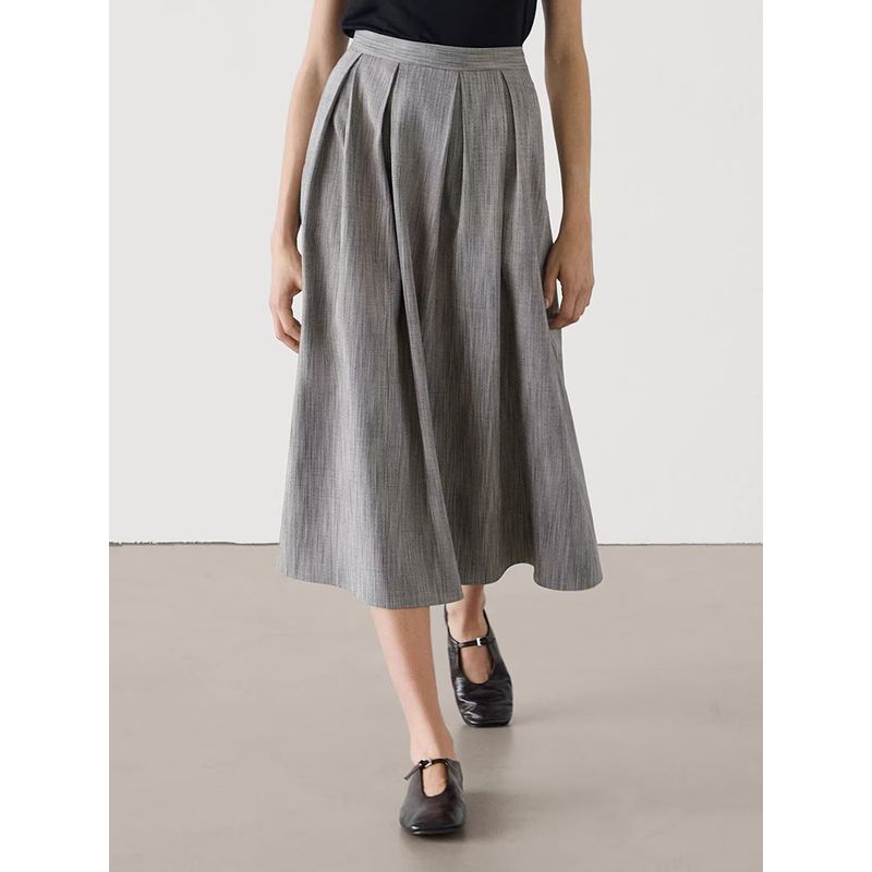 Za2024 Autumn New Women's Clothing Preppy Style Box Pleated Mid-Length Umbrella Skirt Pleated Skirt 05279279 811