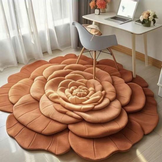 3D Flower Floor Mat Absorbent Floral Bathroom Rug Quick-Dry Floor Rug with Anti-Slip Backing for Kitchen Bedroom Entryway Vanity Area