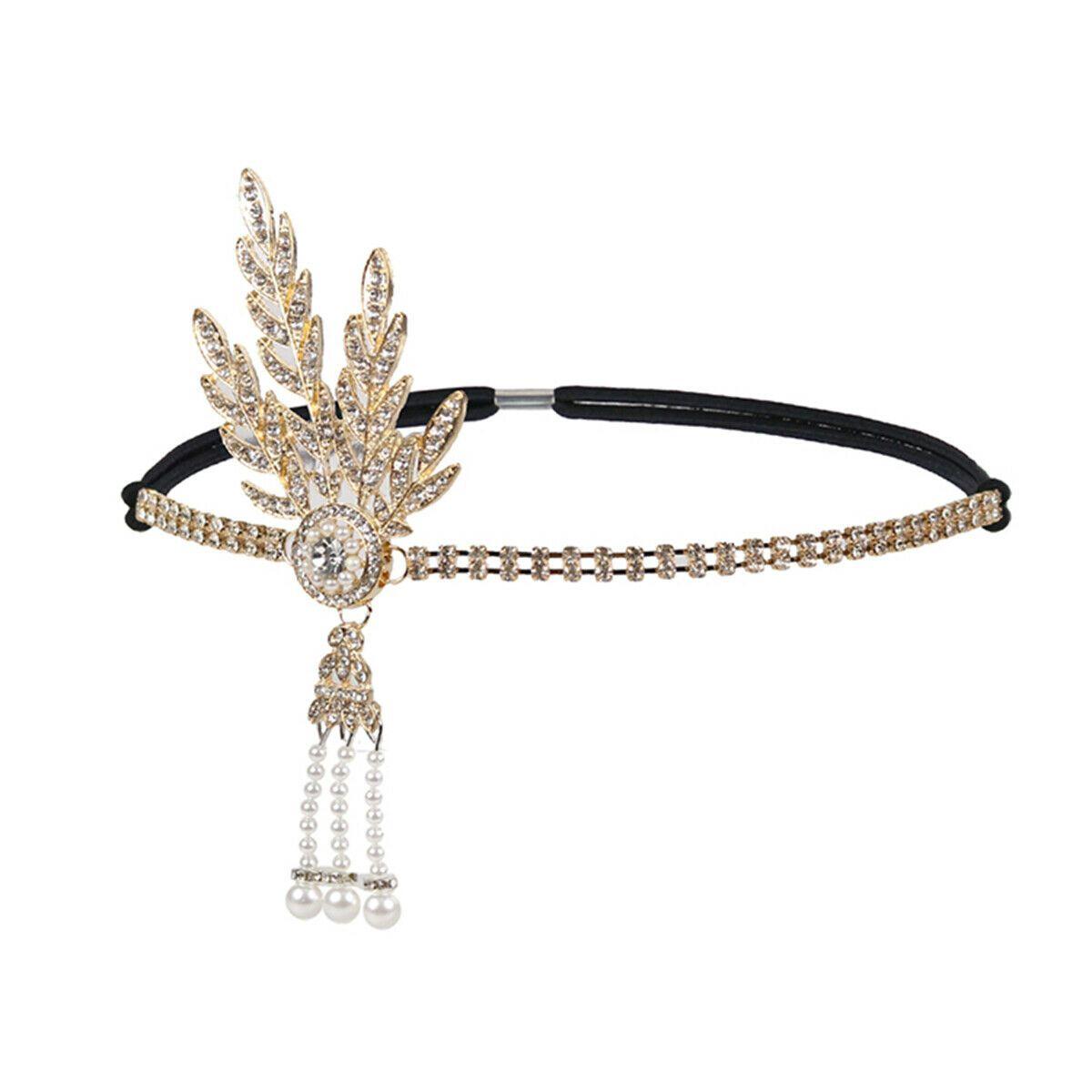 

High Quality Elegant Vintage Bridal Headpiece Gatsby Flapper Dress Accessories Pearl Headband золотой