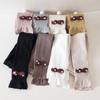Lovely Baby Girls Trousers Solid Color Cartoon Trousers Knit Side Bowknot Trim Leggings Soft Warm Spring Autumn Cotton Tights