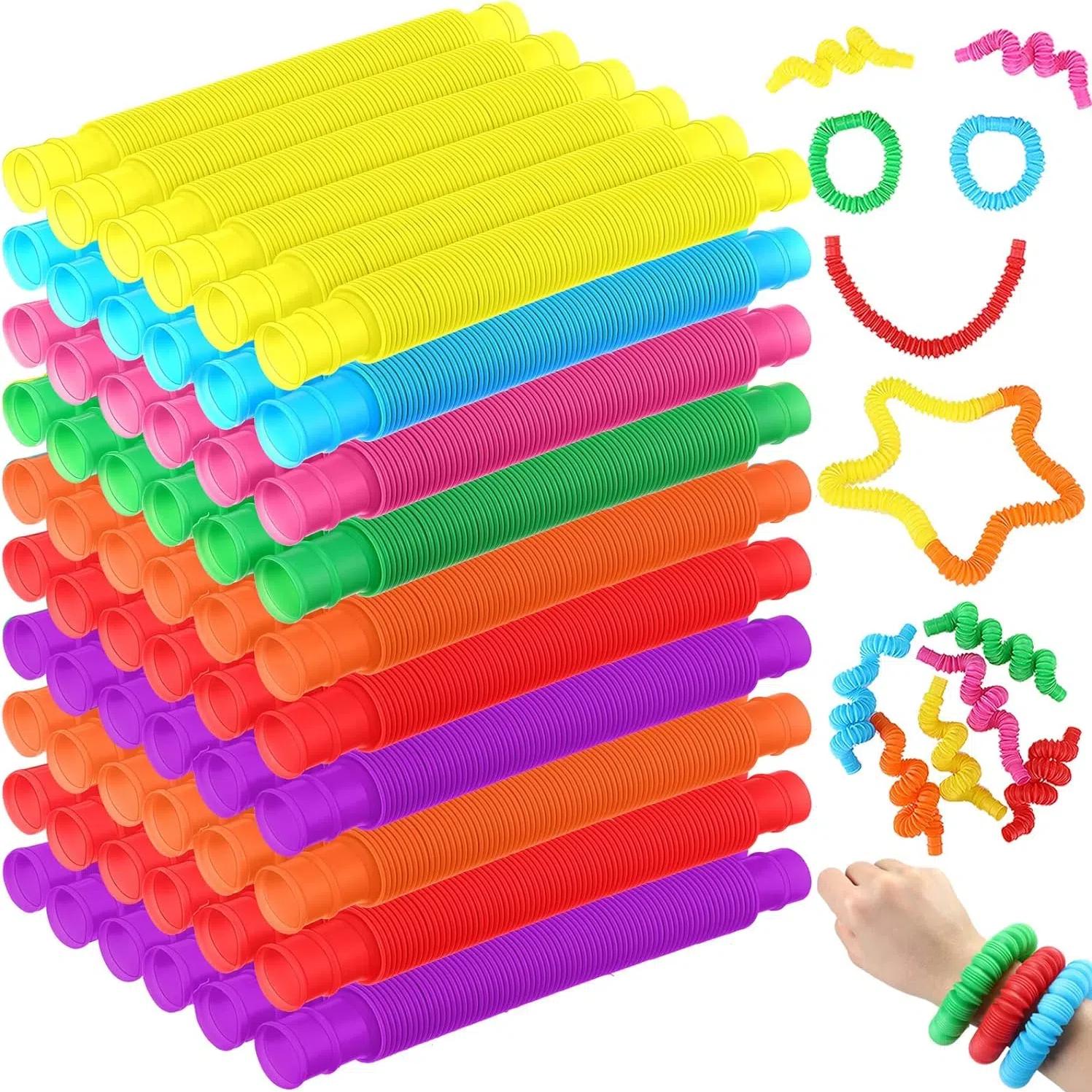 Activating Toys 8Pcs Colorful Telescopic Tube Pop Tube Stretching Tube Corrugated Tube Children Adult Stress Relief Toy Educational Folding Toys