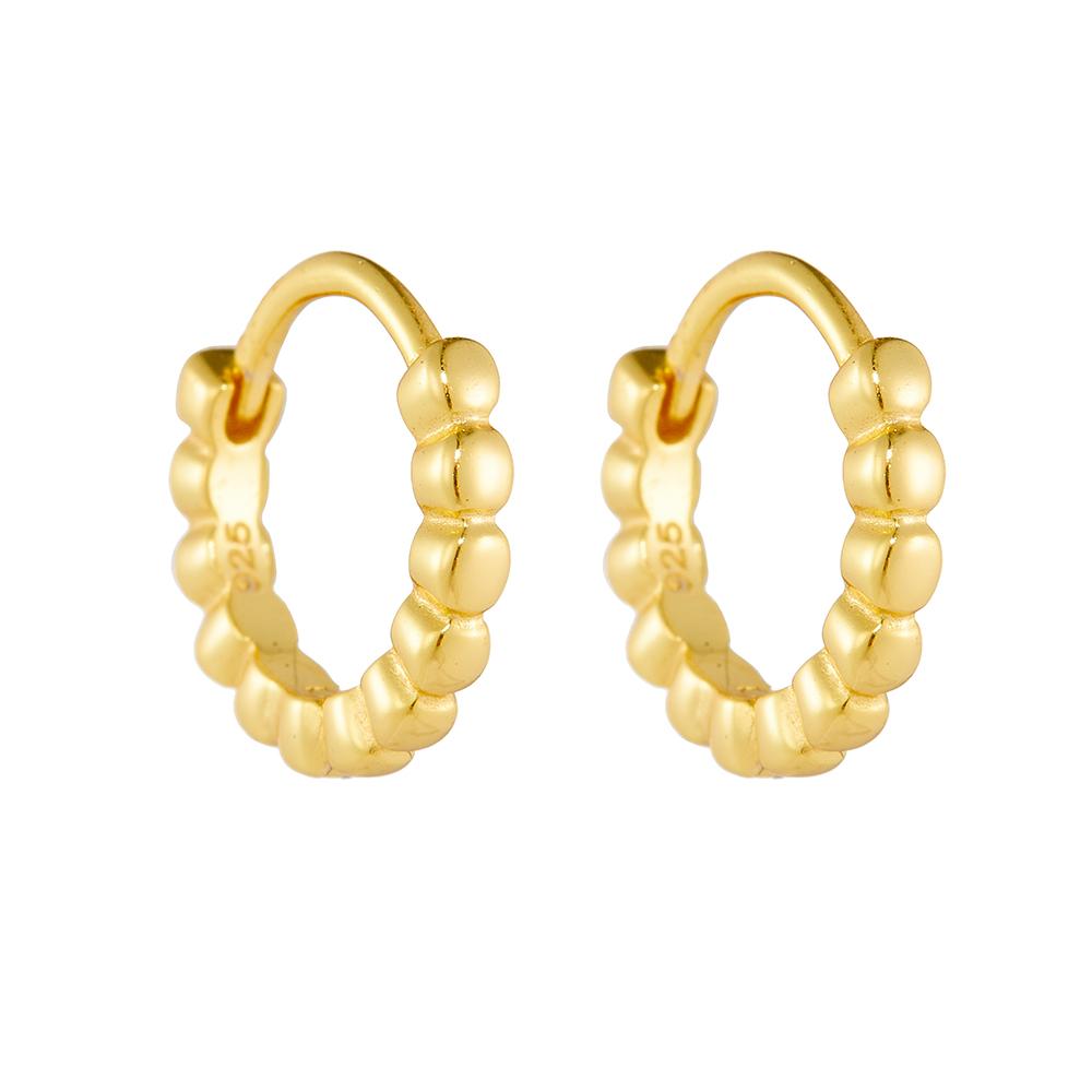 New Styles Gold Filled Handmade Beaded Hypoallergenic Earrings 925 Sterling Silver Huggie Hoop Earrings for Women