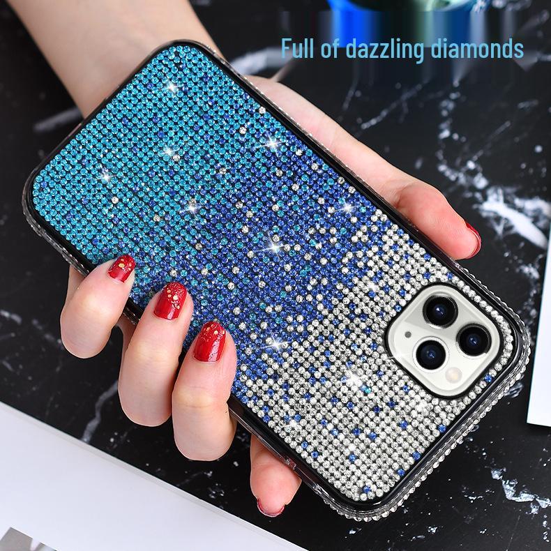 Creative Gradient Rhinestone iPhone Case for 13, 16, XS Max, XR, SE, and 17