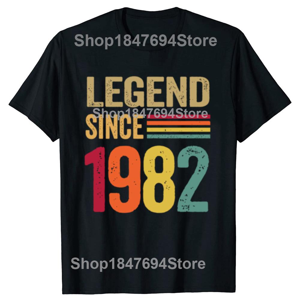 Funny 40 Year Old Gifts Legend Since 1982 Graphic 100% Cotton T-shirts Men Casual Tshirt Loose Oversized Streetwear T Shirt