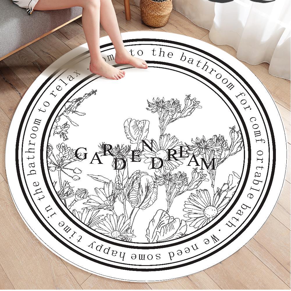 

Круглый ковер с цветочным узором, напольный коврик, ковер для спальни, гостиной, прикроватный ковер diameter 60CM