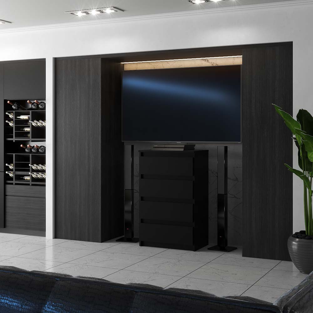 Black Chest of Drawers 60 CM 4 Drawers TV Cabinet Sideboard for Living Room