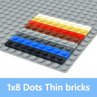 50pcs DIY Building Blocks Assembles Particles Thin Figures Bricks 1x8 Dots Educational Creative Size Compatible With 3460 Toys