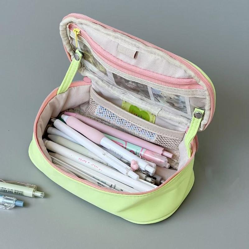 Cute Four Leaf Clover Kitten Pencil Case Cartoon Large Capacity Zipper Pencil Bag Student Stationery Storage Bag School Supplies