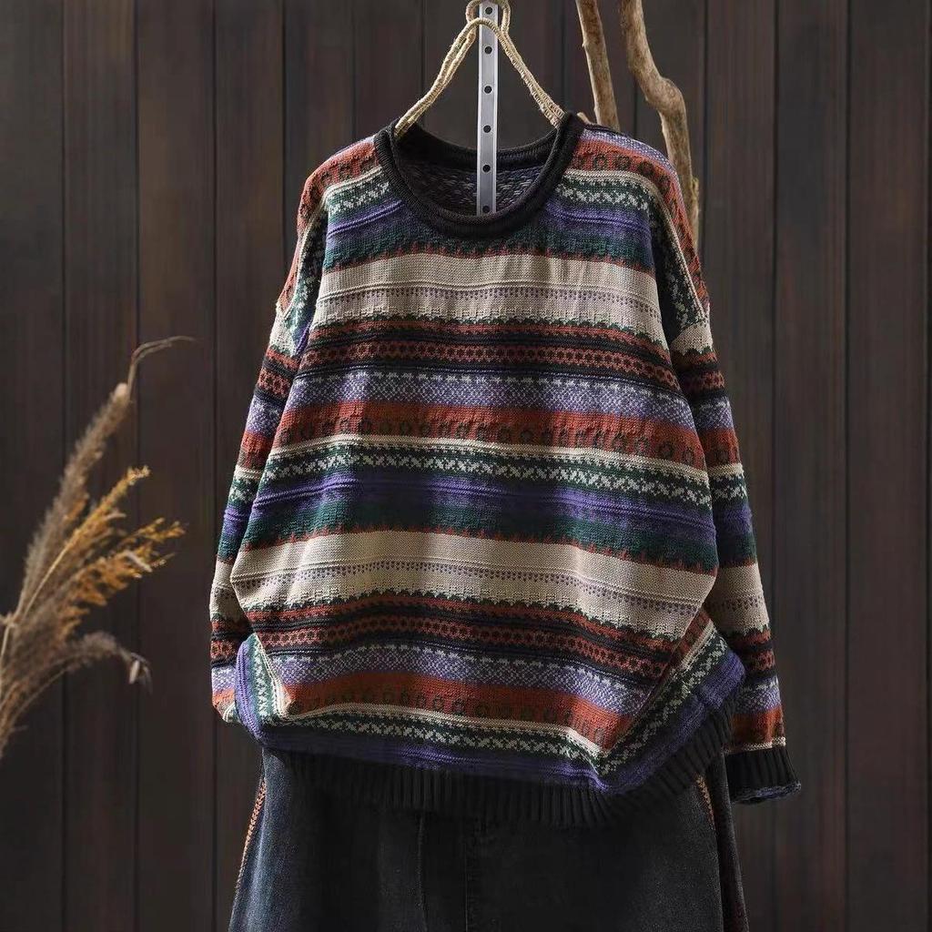Korean Style Rhombus Jacquard Knit Sweater for Women - Versatile Slimming Outerwear for Spring/Autumn