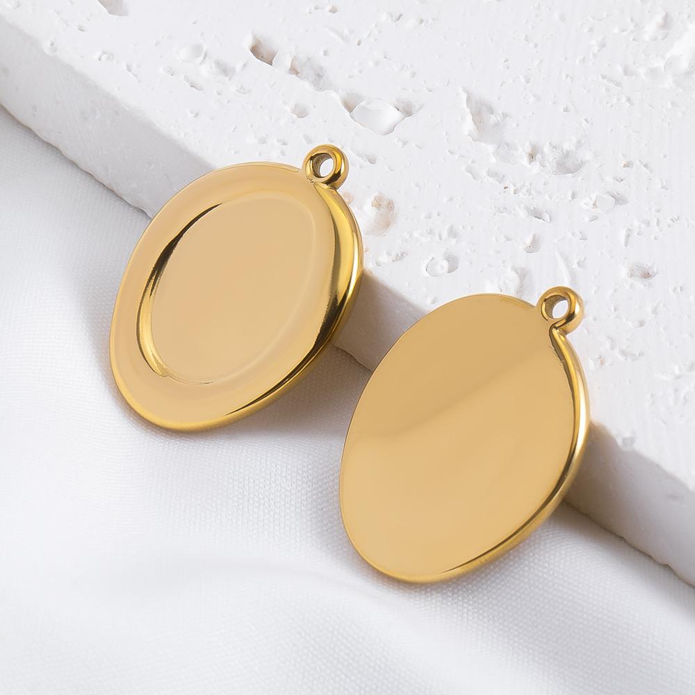 5 pièces Acier Inoxydable 18K Cadres Lune Ovale Bezels Vides Base Pendentif Cœur Géométrique Charme Boucle d'Oreille Fabrication de Bijoux