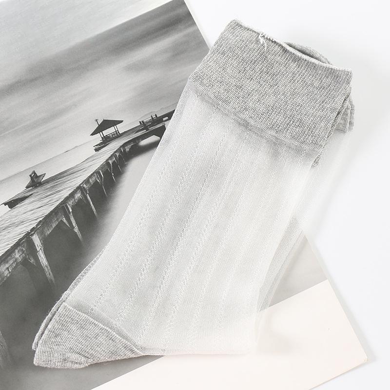 

Мужские весенне-летние простые дышащие цилиндрические хрустальные чулки 1 pair светло-серый