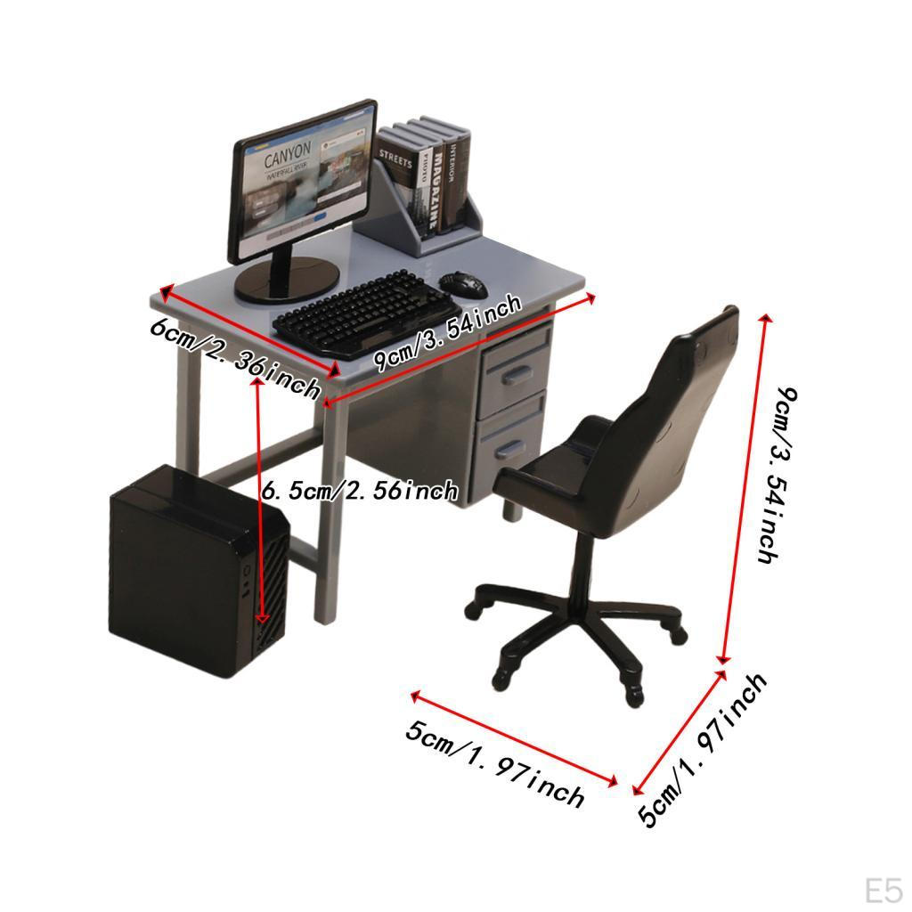 Puppenhaus Dekoration Miniatur Computer Set Tisch Stuhl Mini Büromöbel Puppenhaus