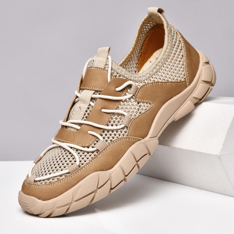 Men's Flying Woven Mesh Fashionable Casual Leather Shoes New Sandals Man Fashion Summer Outdoor Breathable Beach Sandals 37-47