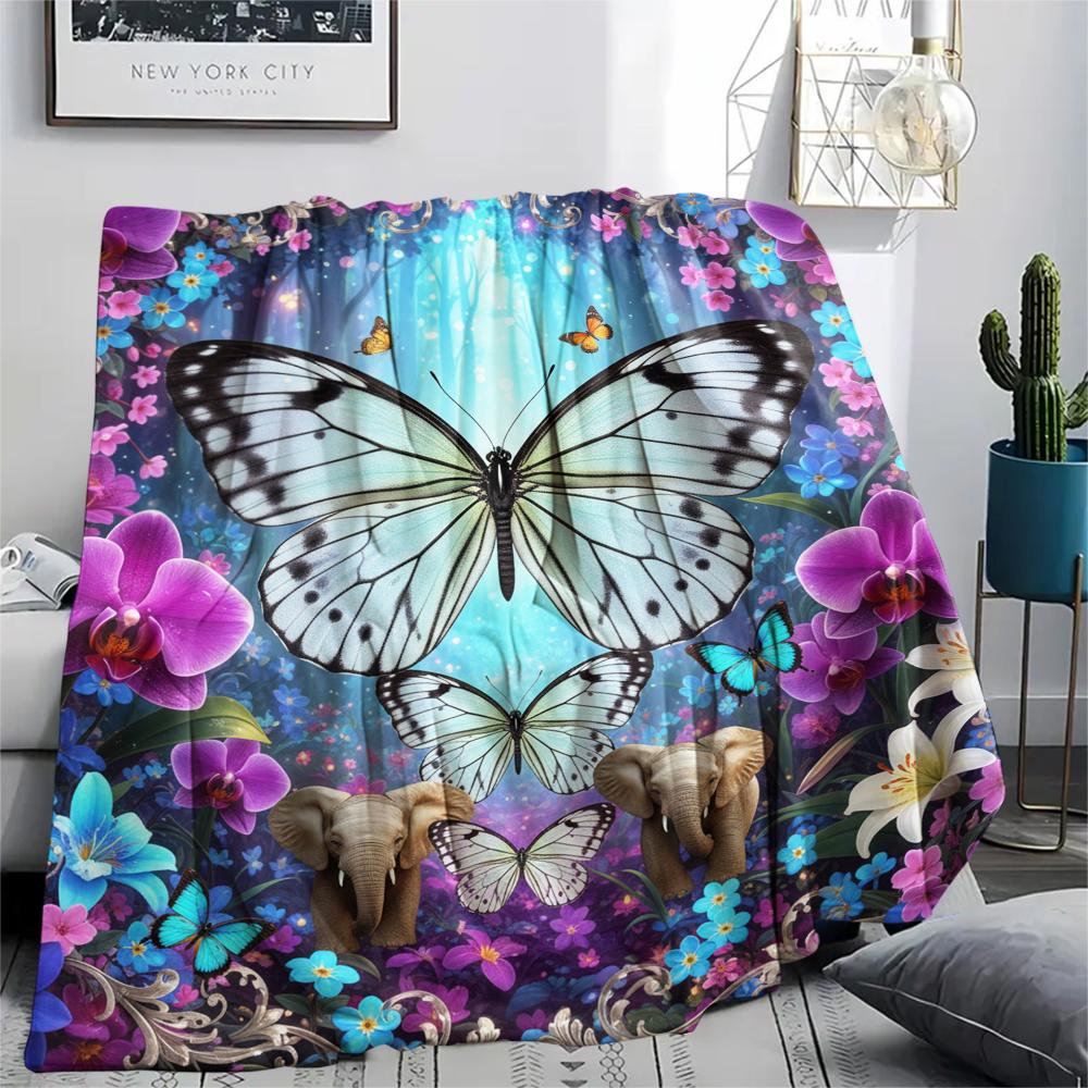 1 Stück 3D-Schmetterlingsdruck Flanelldecke, Hohe Qualität für alle Jahreszeiten, Heimdekoration, Wärme und Komfort, Perfekt für Weihnachtsgeschenke