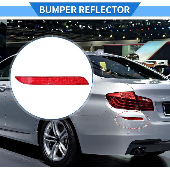 Bilstötfångarreflektor Kompatibel för BMW 528i 2012-2016, Hållbar Plast Röd Bakre Vänster Stötfångarreflektor Sidomarkör