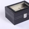 3 Grids PU Leather Watch Box Transparent Glass Window Watch Storage Display Case