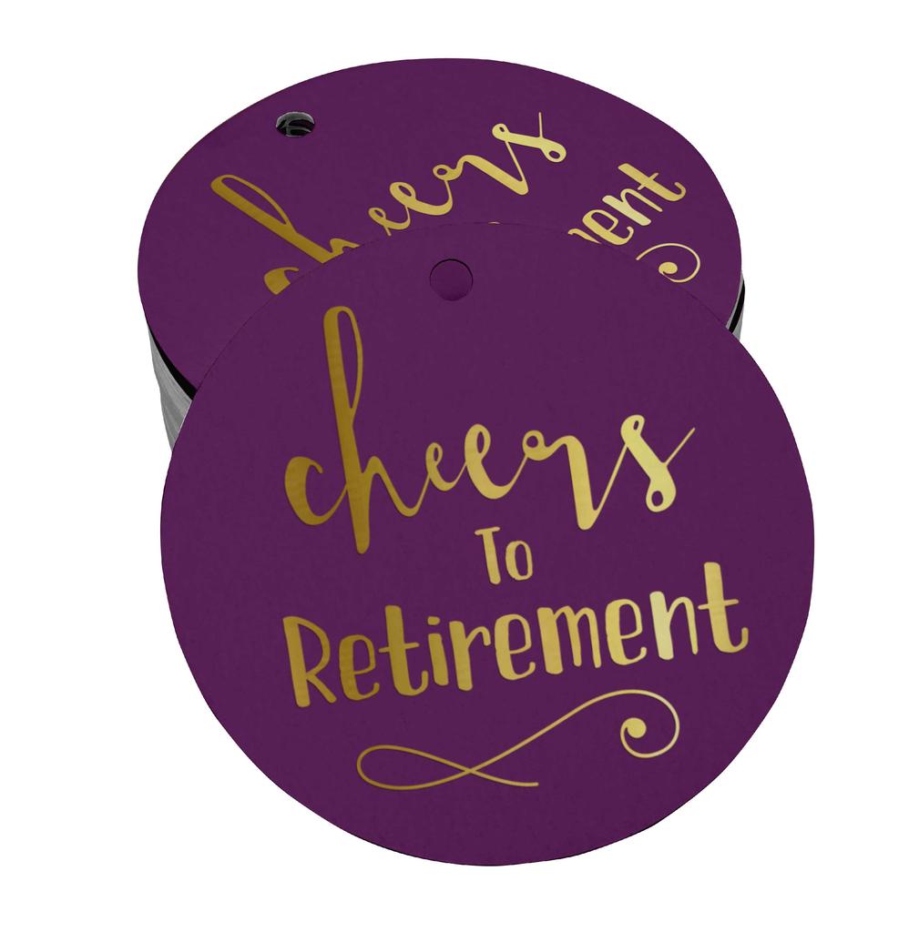 Inkdotpot Pack Of 100 Real Gold Foil Paper Tags Cheers To Retirement Favor Hang