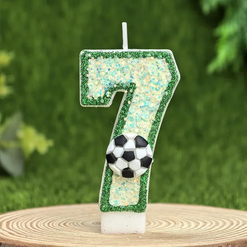 Creative Green Football Fluorescent Birthday Digital Candle Party Supplies Cake Decoration