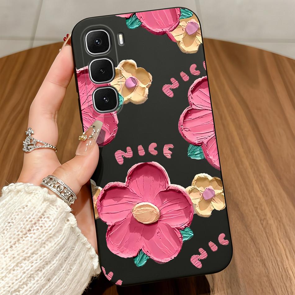 

For infinix Hot 60 50 Pro Plus 60i 50i 40i 30i 20i 20S Hot 20 30 Play 4G 5G Phone Case Lily Floral Matte Shockproof Soft Funda Hot 60i (4G)&Matte Silicone
