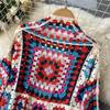 Böhmischer Strickschal Pullover Hohl-Spitzenärmel Häkel-Stickerei Design Lockerer Cardigan Mantel