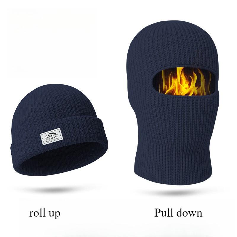 

Skiing warm windproof headgear, high-altitude cold mask, cycling multi-purpose ear protection woolen hat темно-синього кольору
