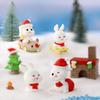 Bunny Figurine Christmas Resin Microlandscape Decoration Bunny Miniature Winter