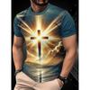 Summer Men's 3D Jesus Print Crew Neck T-Shirt