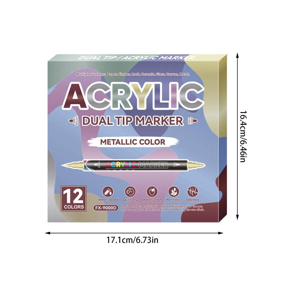 Dual Tip Acrylic Paint Markers With Flexible Fine And Broad Chisel Nibs For Artists And Diy On Multiple Surfaces