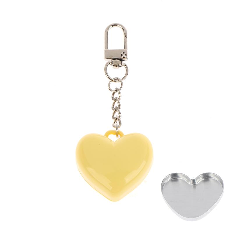 1Pcs Heart Shape Mini Empty Blush Powder Box Eye Shadow Container With Mirror And Aluminum Pan Key Chain Lipstick Case Packaging