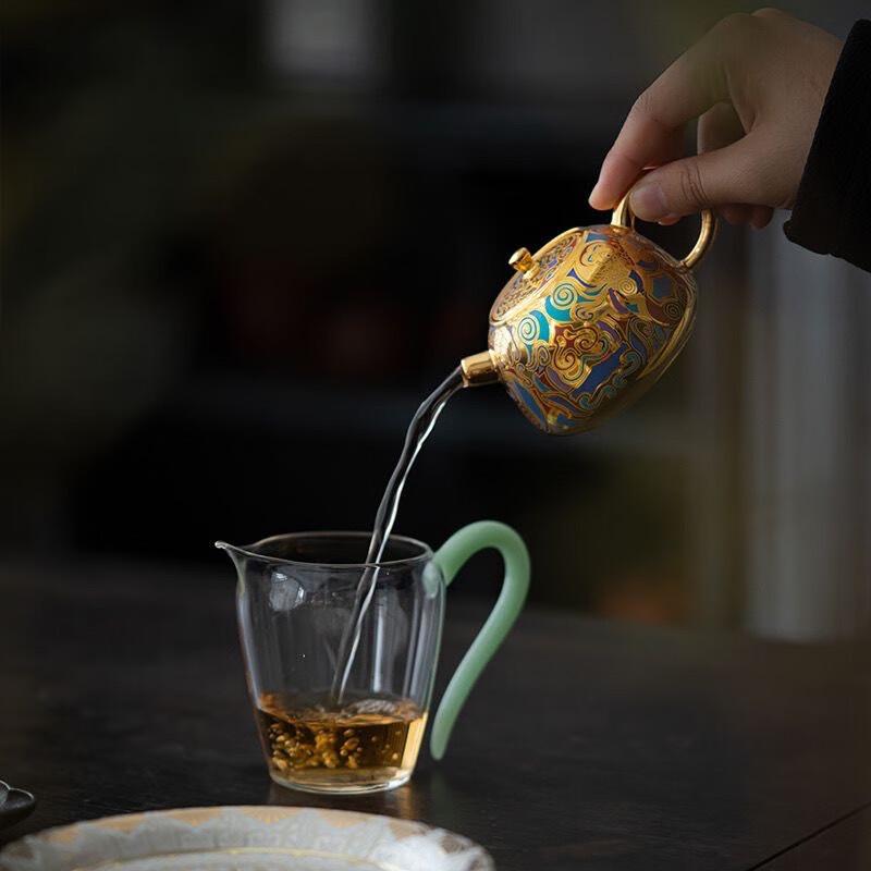 Chaxun Gilt Xishi Teapot with Dunhuang Thangka Art, 135ml